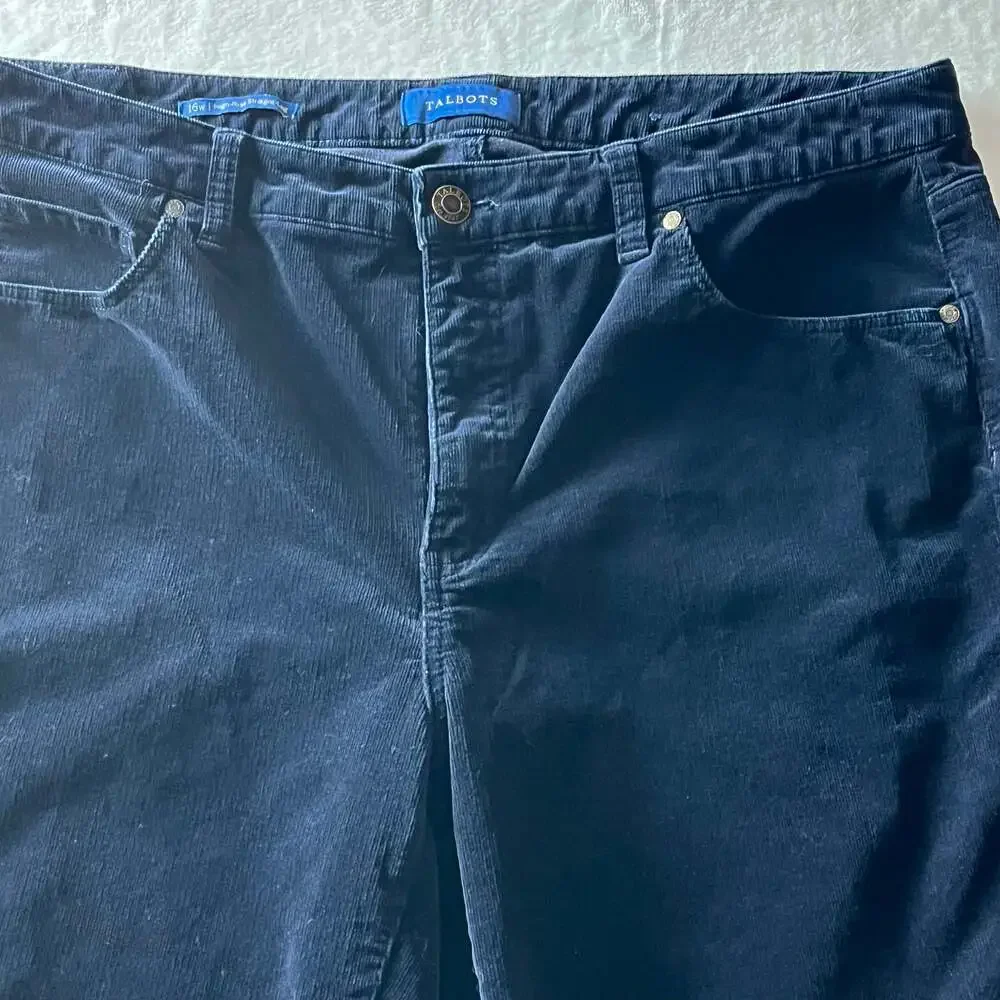 Talbots‎ navy corduroy pants 16W high-rise straight-leg stretch cotton